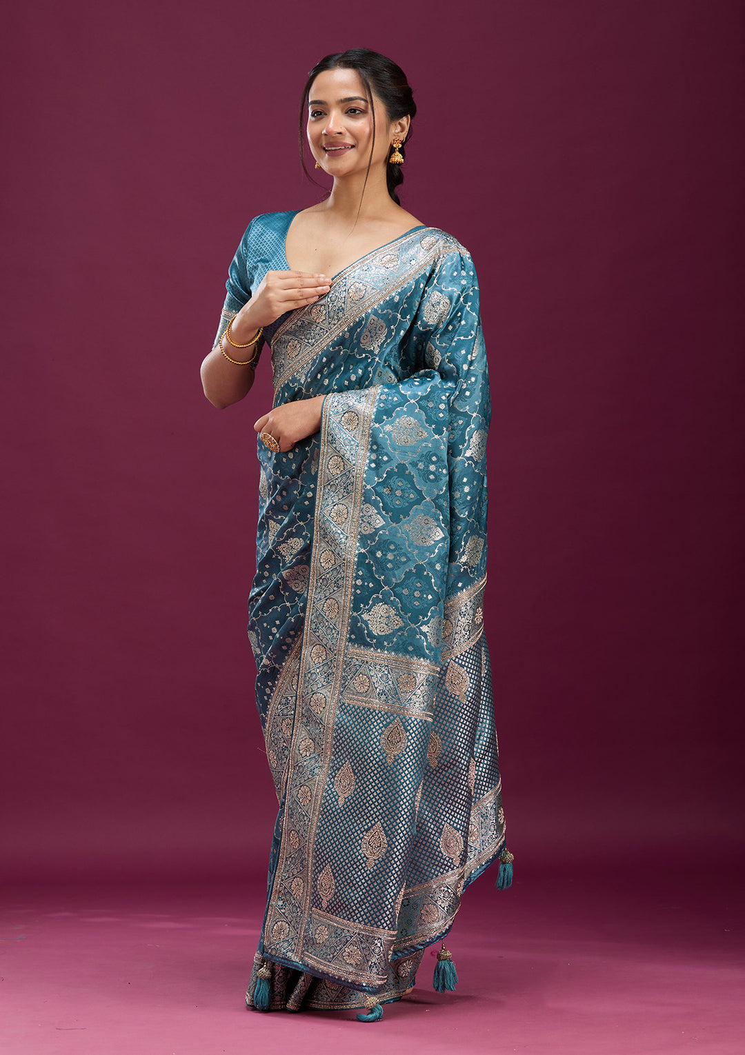 Grey Stonework Silk Saree