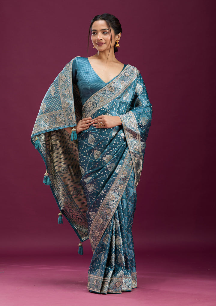 Grey Stonework Silk Saree