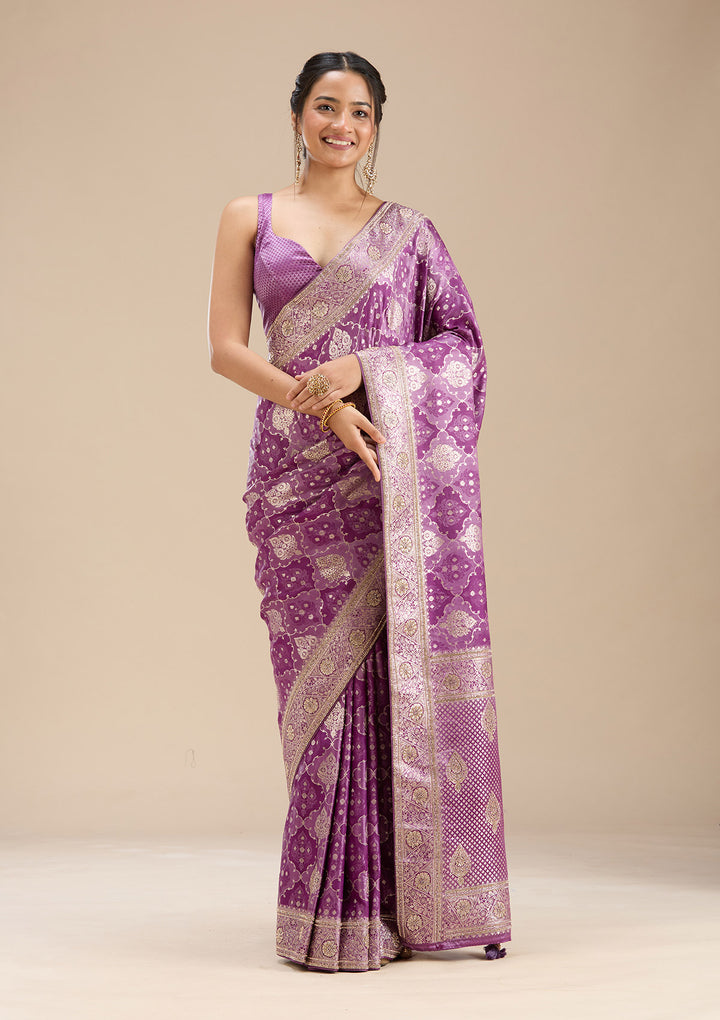Purple Stonework Silk Saree