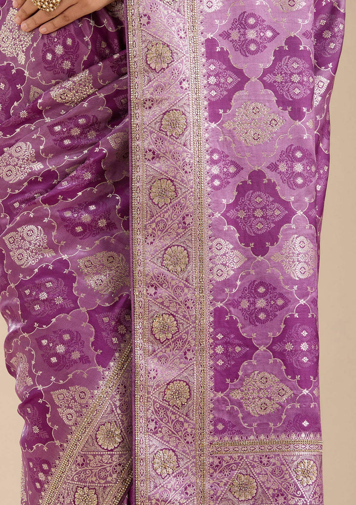 Purple Stonework Silk Saree