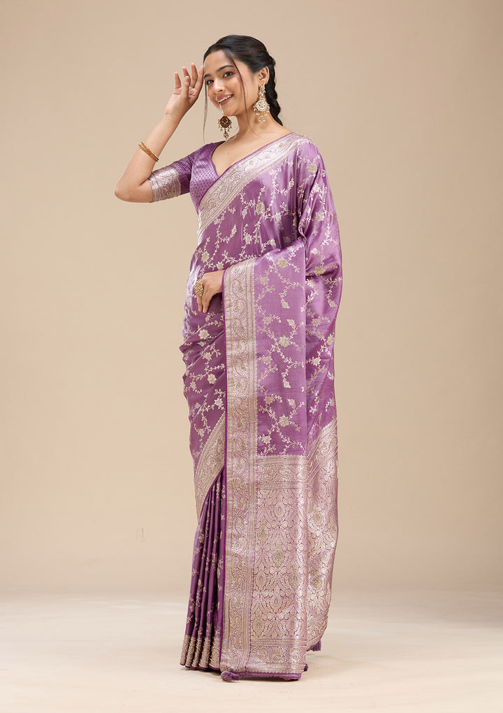 Lavender Stonework Silk Saree