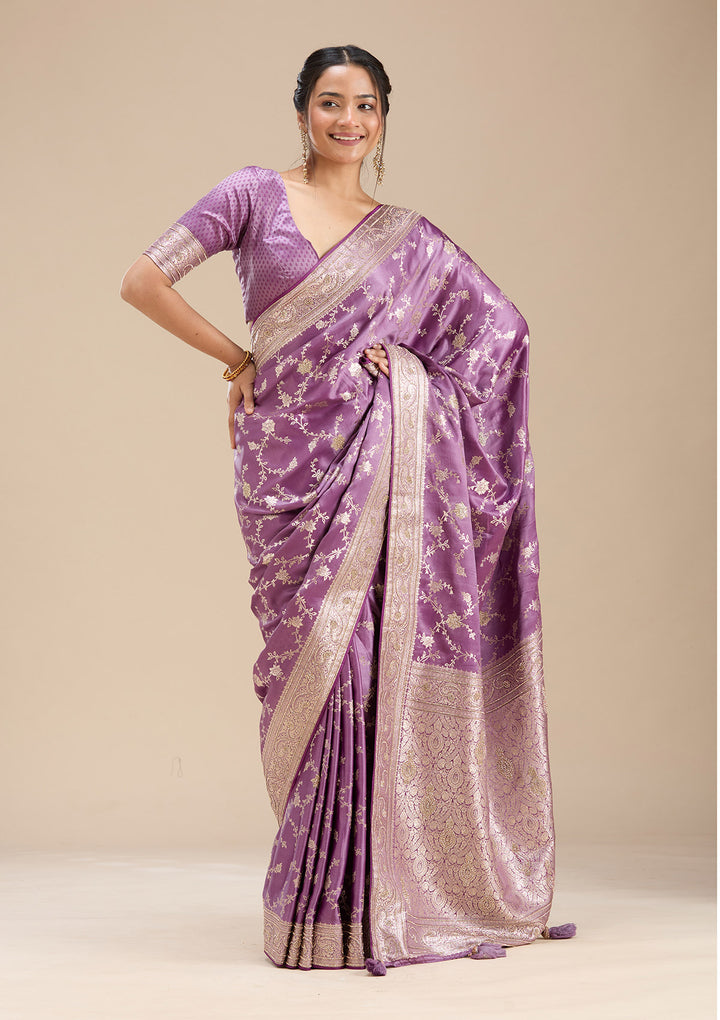 Lavender Stonework Silk Saree