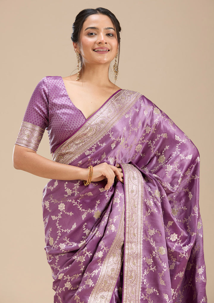Lavender Stonework Silk Saree