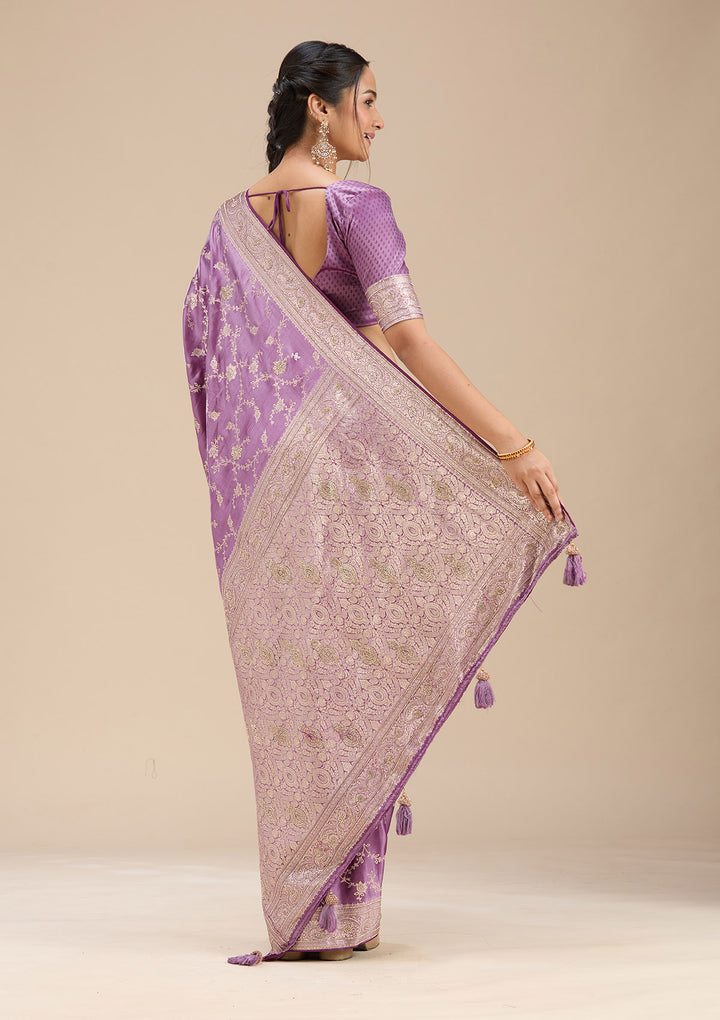 Lavender Stonework Silk Saree