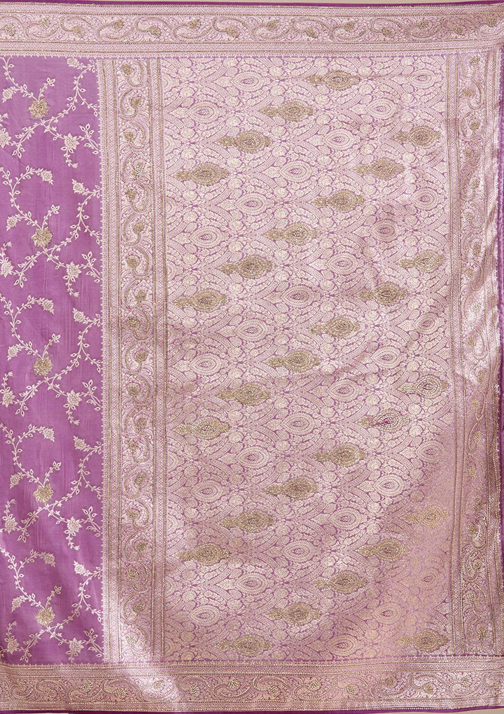 Lavender Stonework Silk Saree