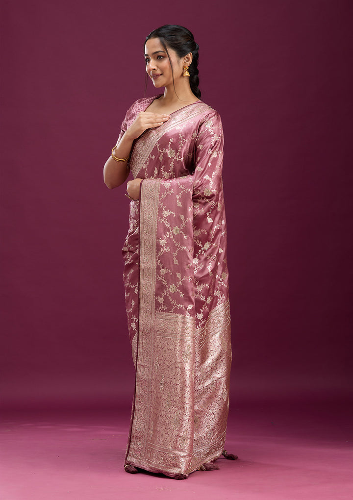 Onion Pink Stonework Silk Silk_Saree