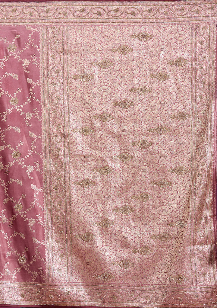Onion Pink Stonework Silk Silk_Saree