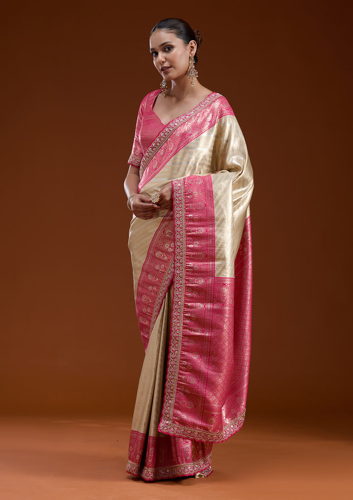 Beige Cording Silk Silk_Saree