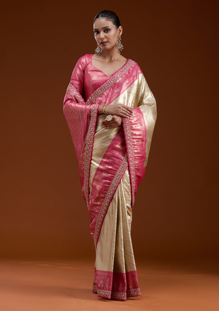 Beige Cording Silk Silk_Saree