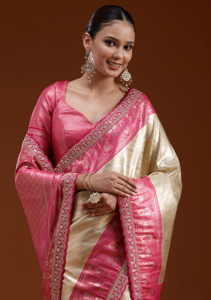 Beige Cording Silk Silk_Saree