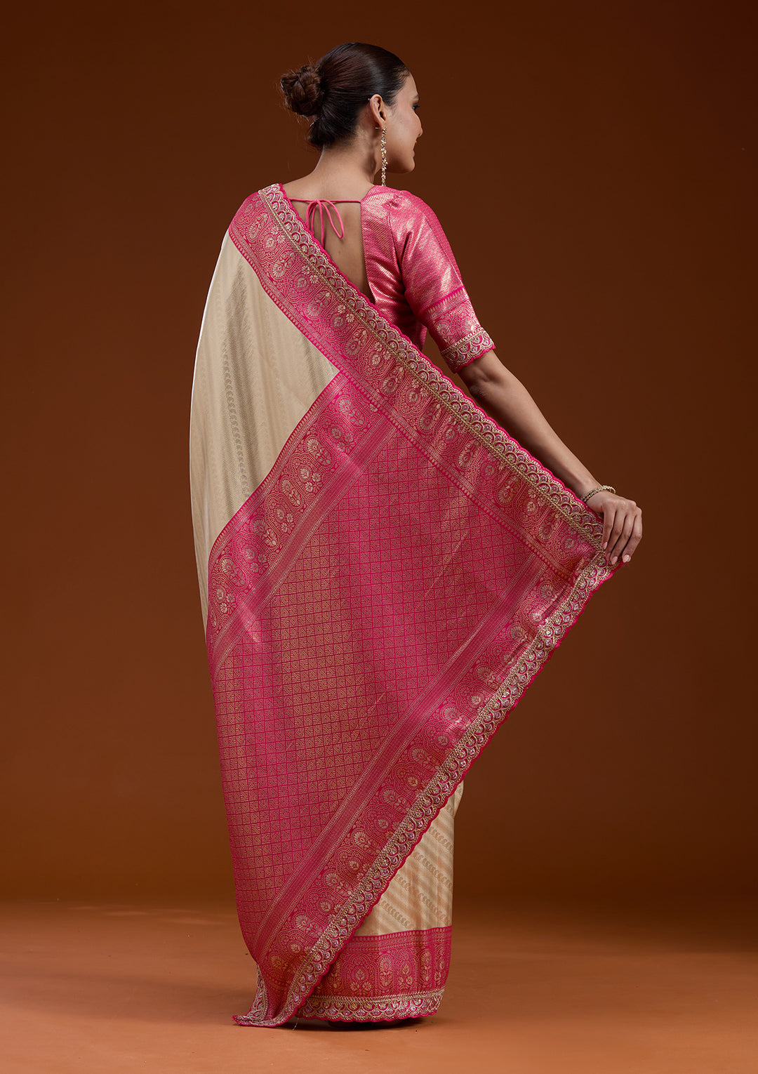 Beige Cording Silk Silk_Saree