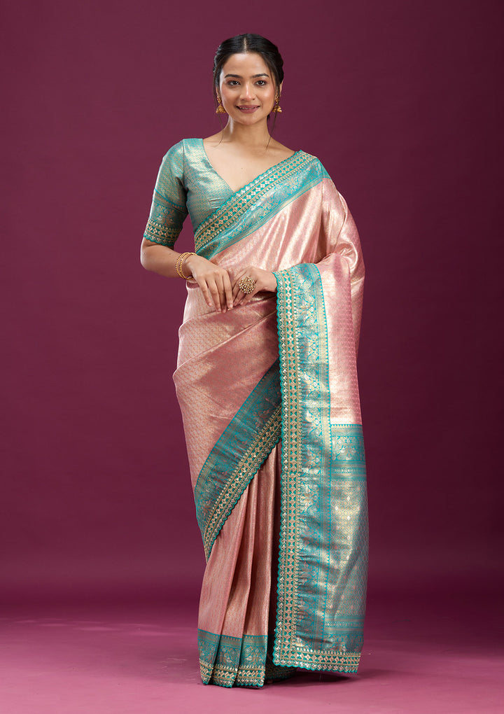 Baby Pink Cording Silk Saree