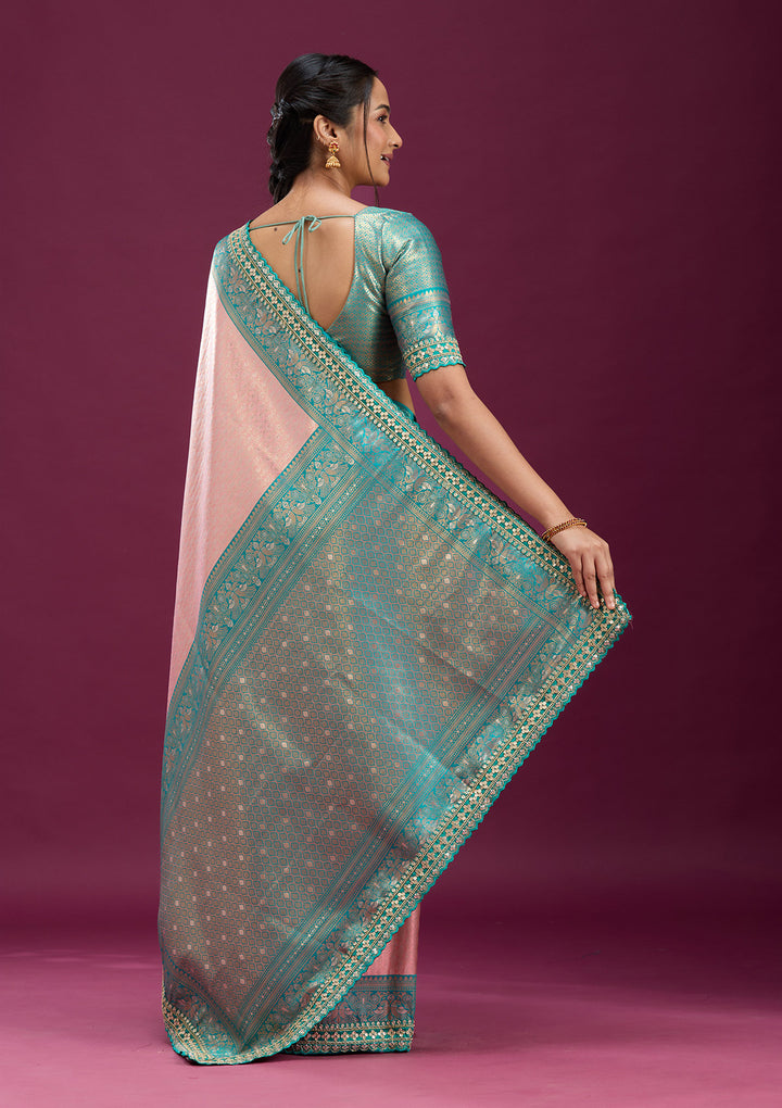 Baby Pink Cording Silk Saree