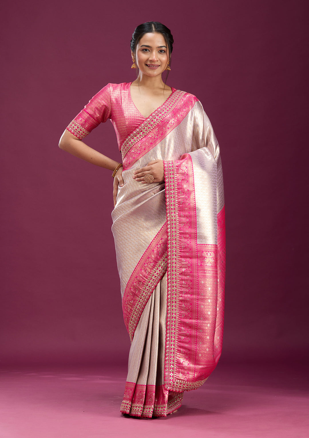 Light Lavender Cording Silk Saree