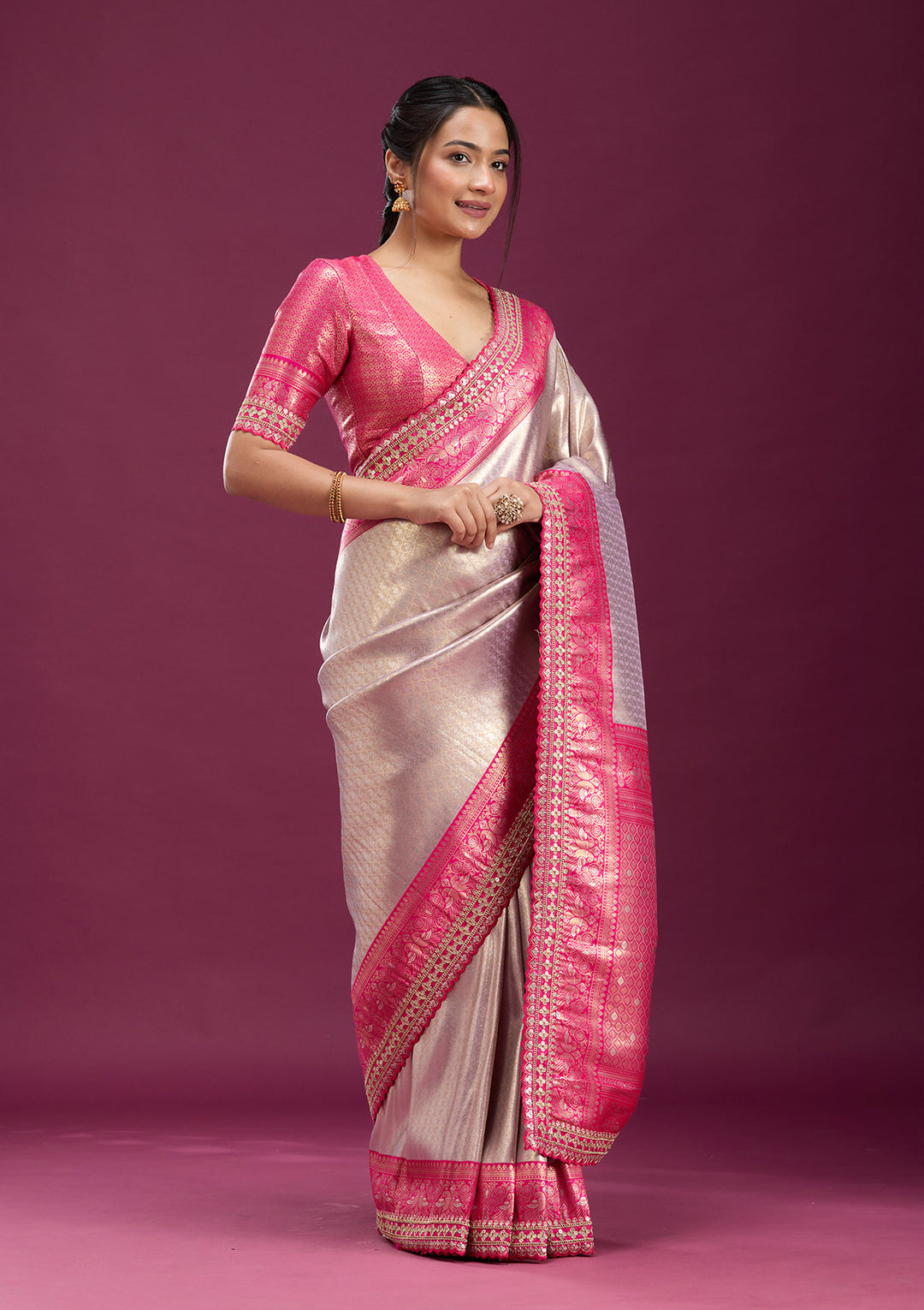 Light Lavender Cording Silk Saree