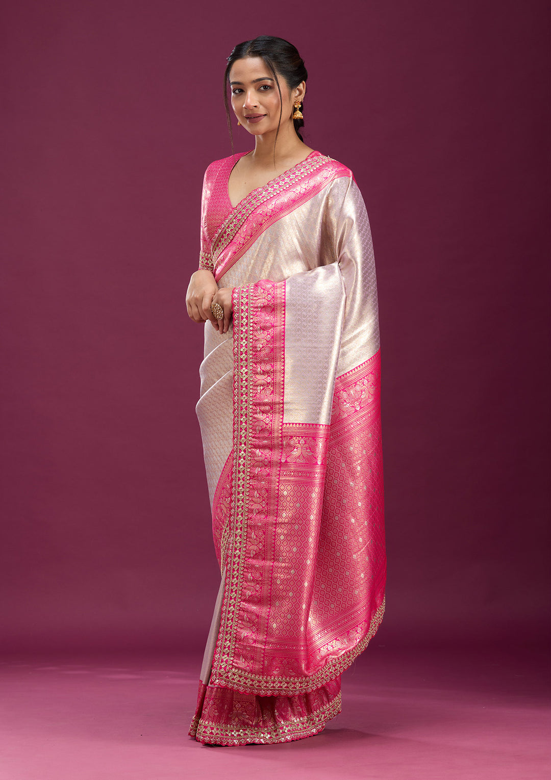Light Lavender Cording Silk Saree