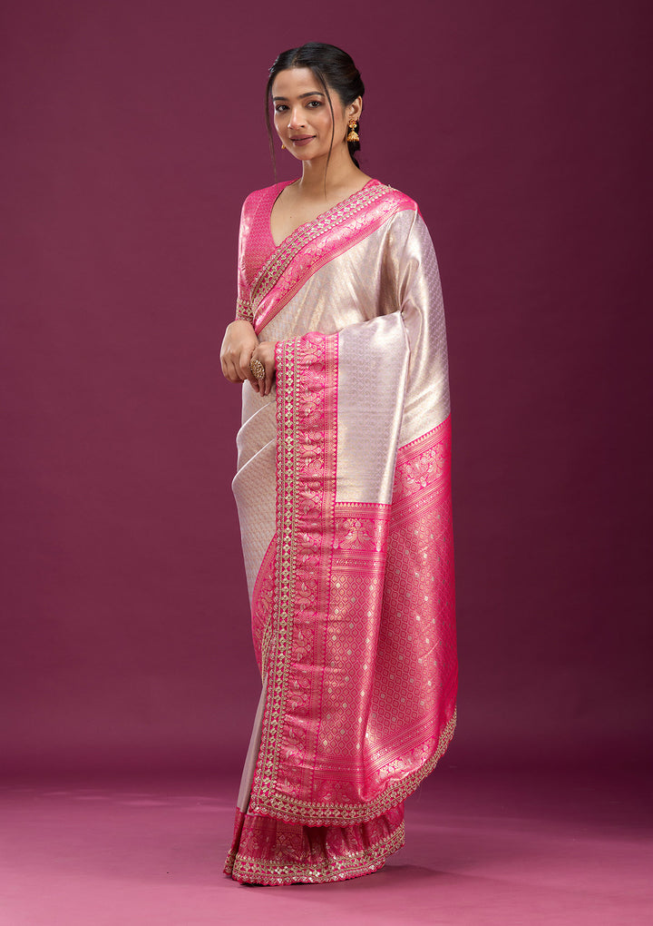 Light Lavender Cording Silk Saree