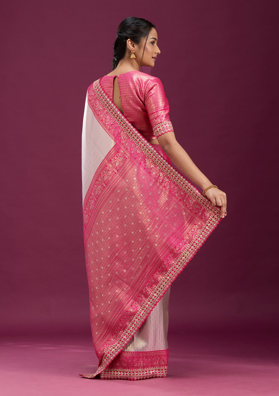 Light Lavender Cording Silk Saree