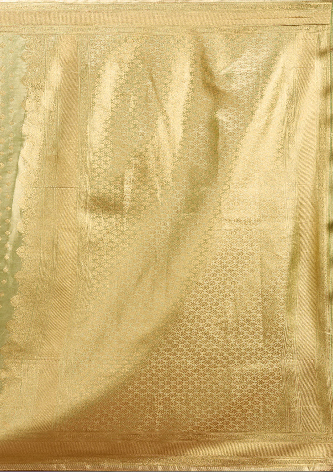 Pista Green Zariwork (Gold) Silk Saree