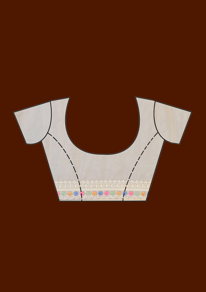 Beige Threadwork Tissue Saree
