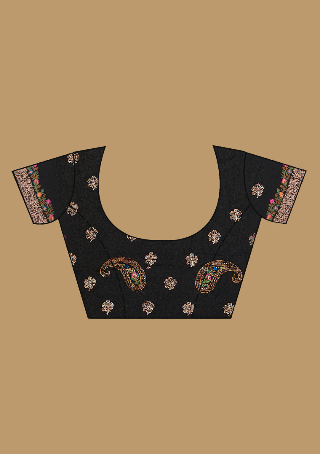 Black Kashmiri Georgette Saree