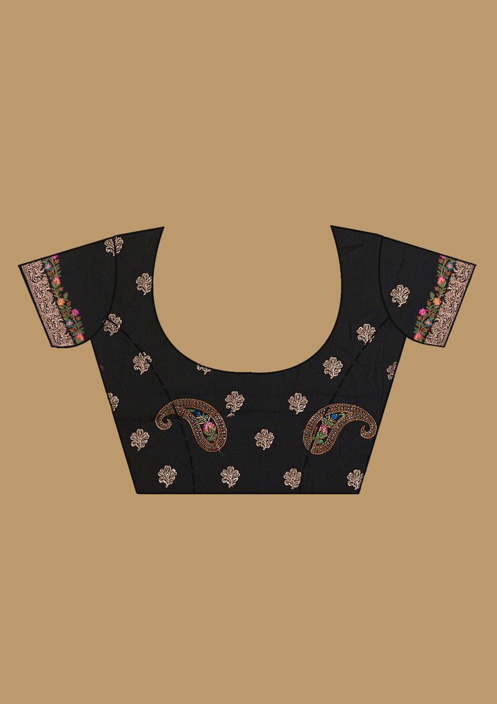 Black Kashmiri Georgette Saree