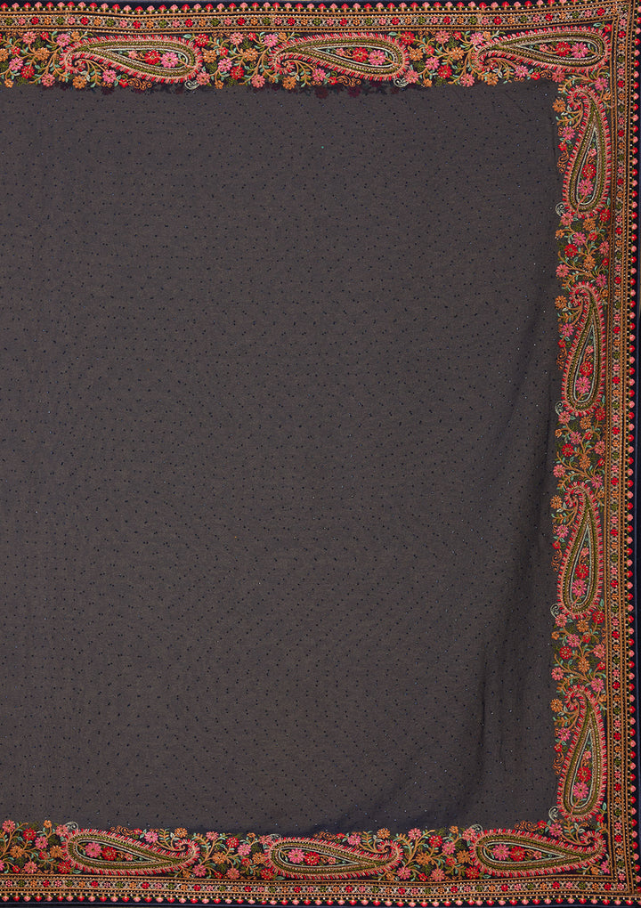 Navy Blue Kashmiri Georgette Saree