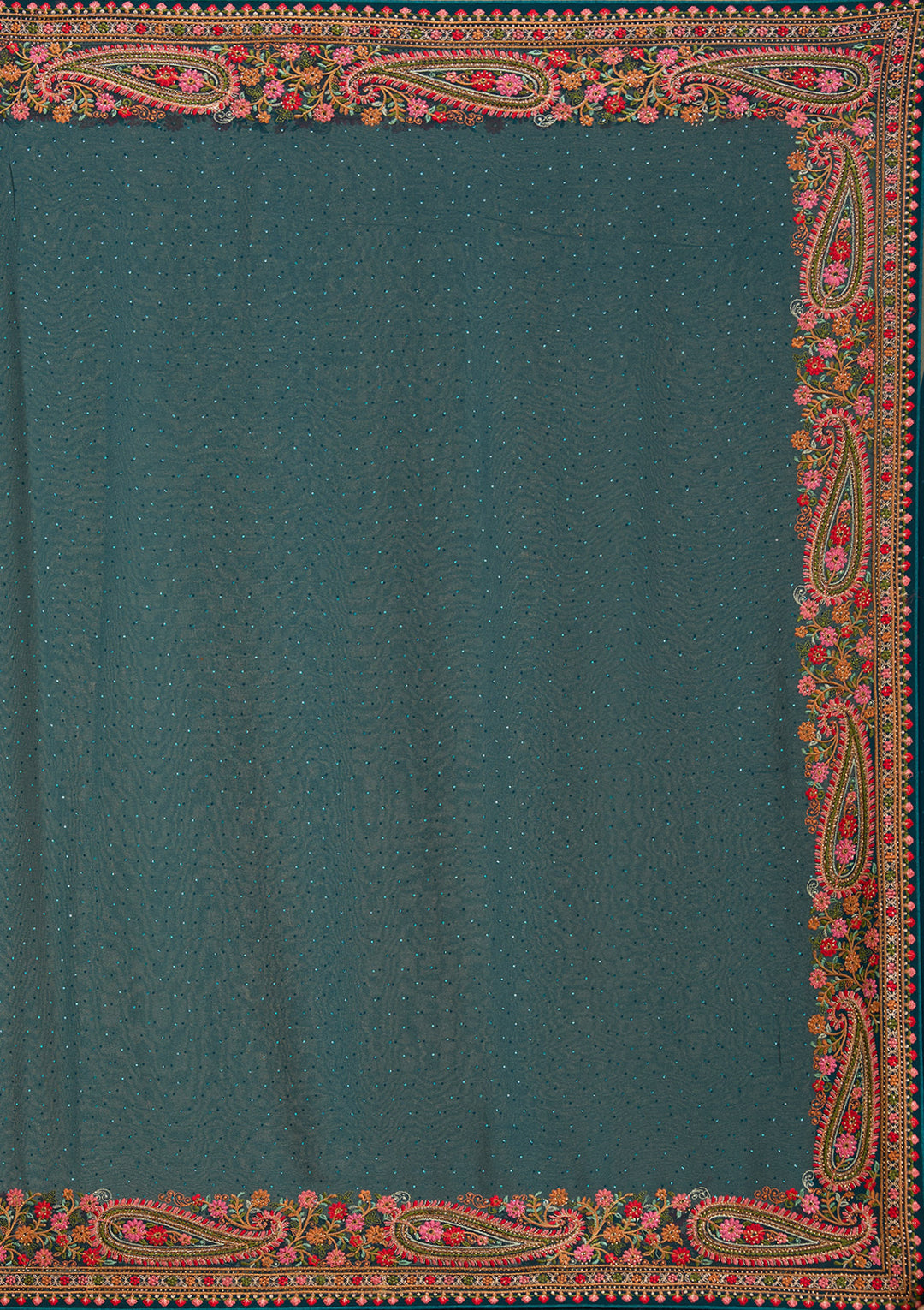 Peacock Blue Kashmiri Georgette Saree