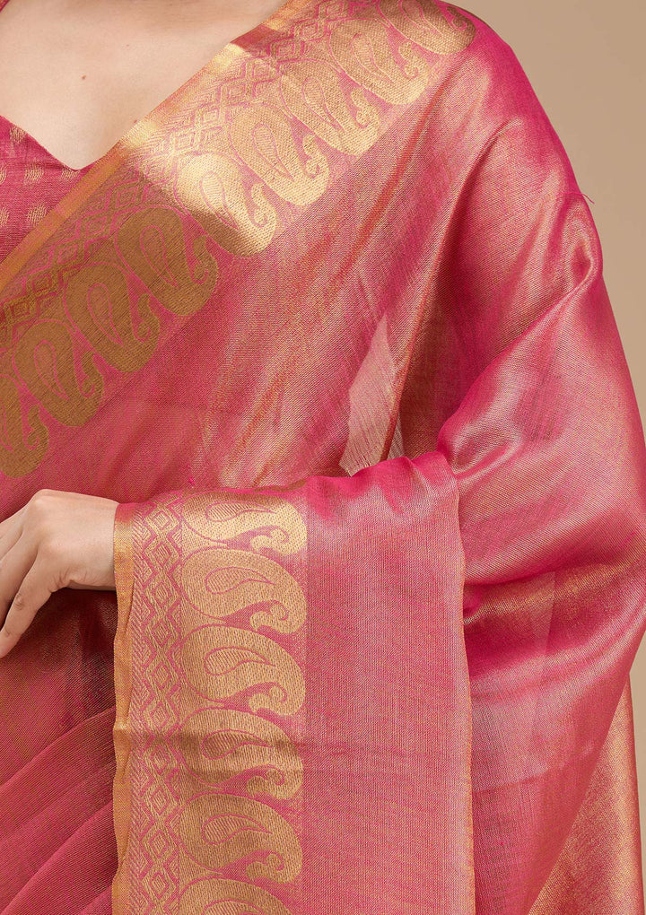 Rani Pink Printed Art Silk Saree
