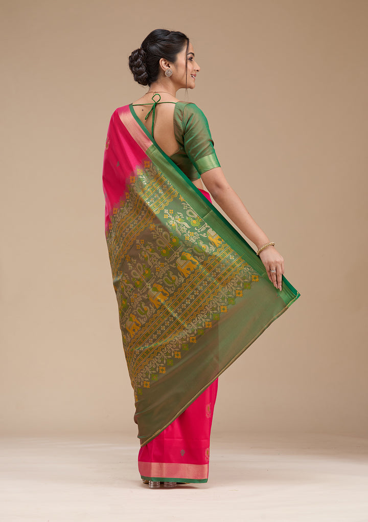 Rani Pink Printed Art Silk Saree