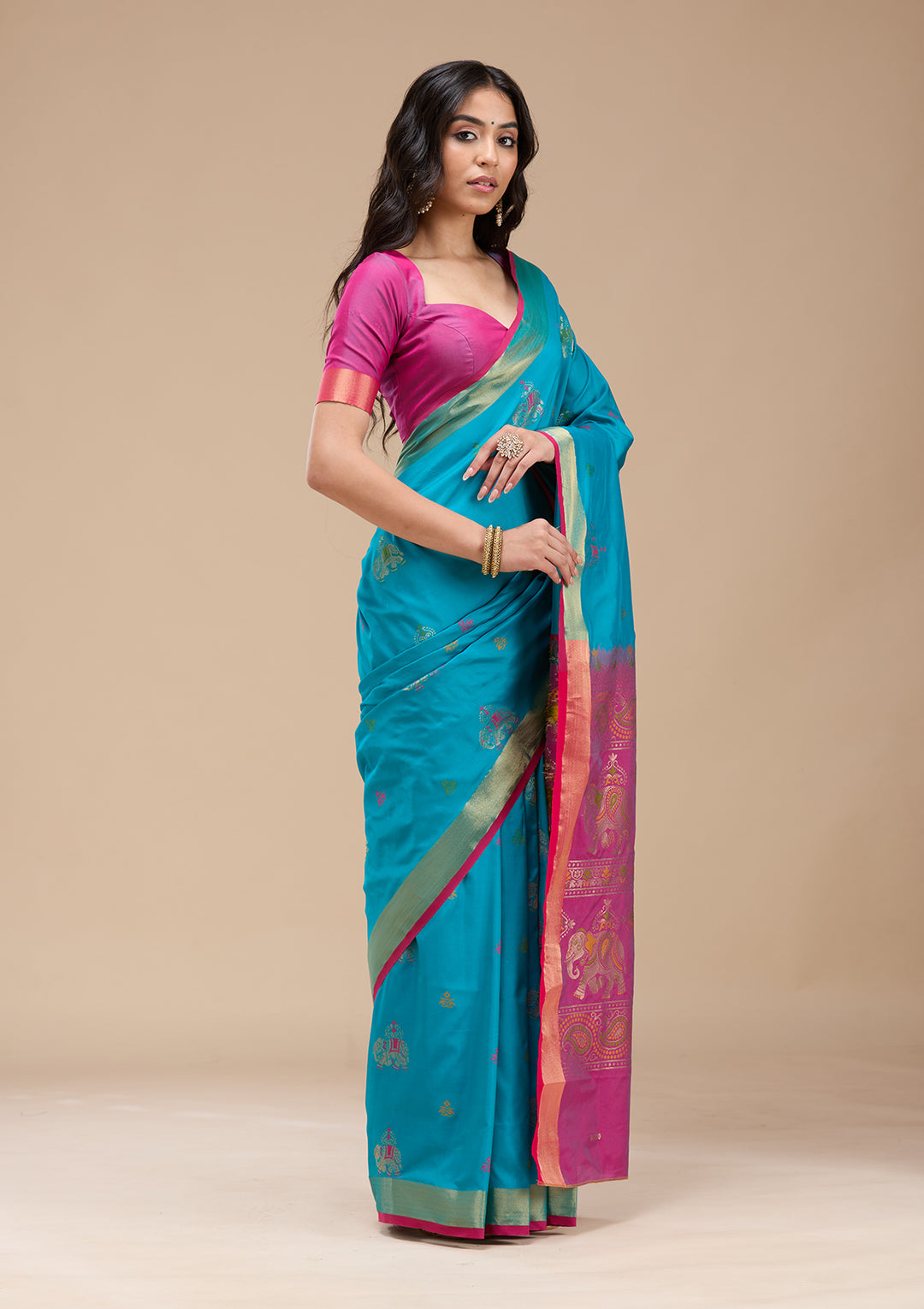 Turquoise Blue Paithani Silk Saree