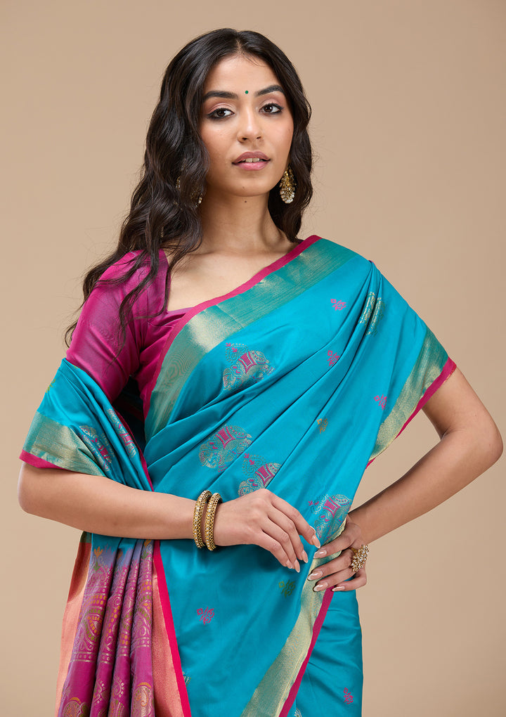 Turquoise Blue Paithani Silk Saree