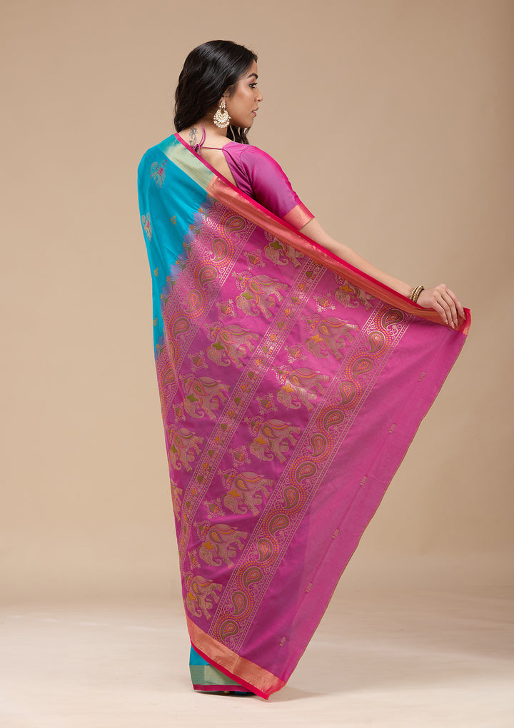 Turquoise Blue Paithani Silk Saree