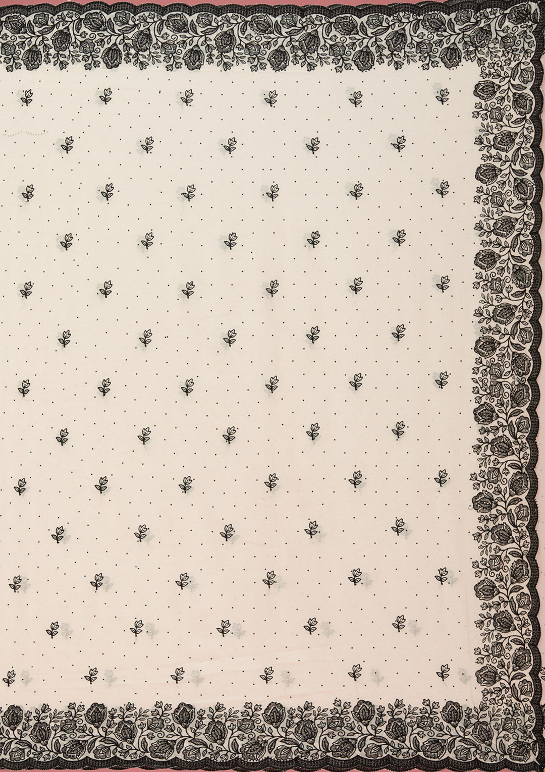 Cream Threadwork Georgette Saree