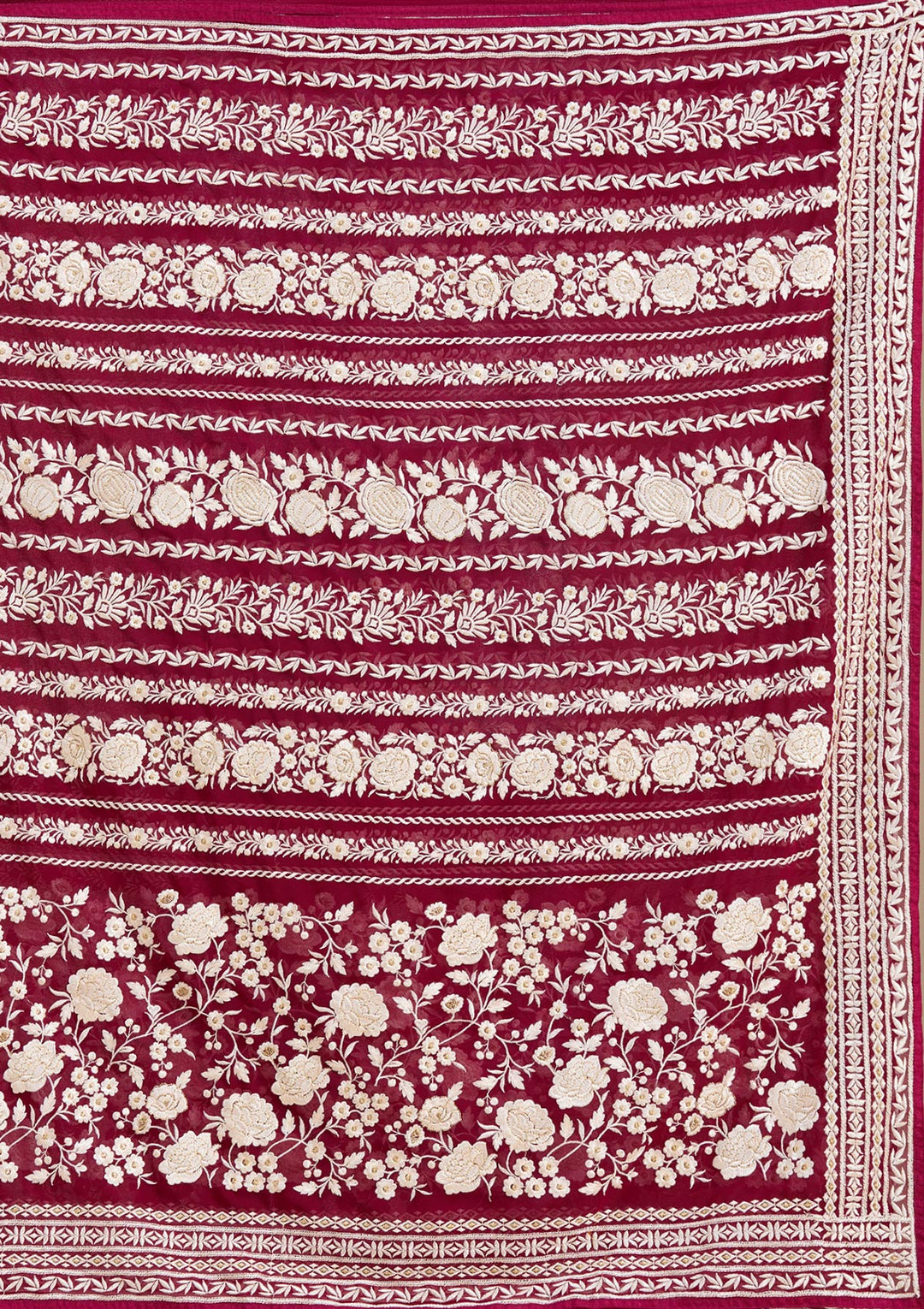 Wine Threadwork Georgette Saree