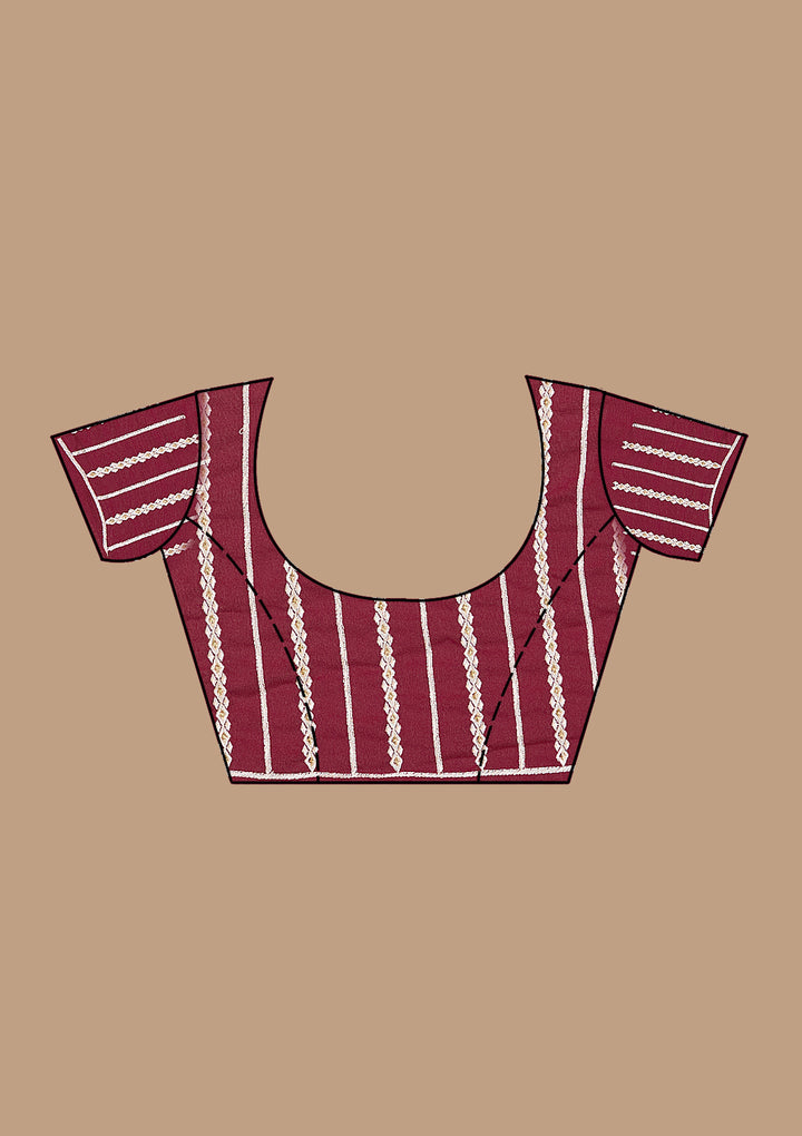 Wine Threadwork Georgette Saree