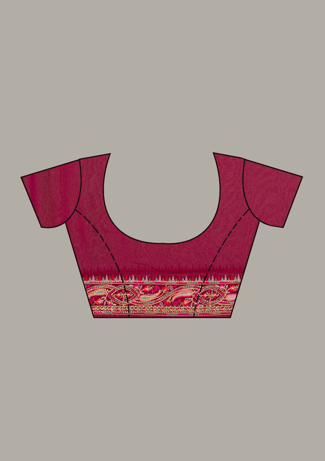 Wine Threadwork Georgette Saree