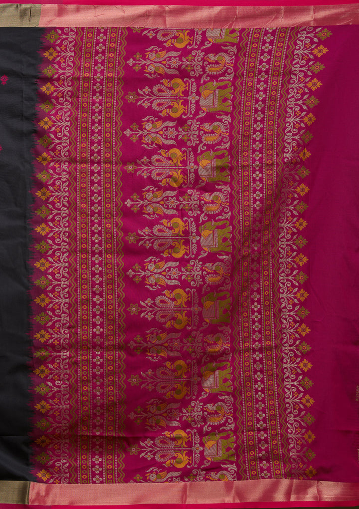 Black Printed Art Silk Saree
