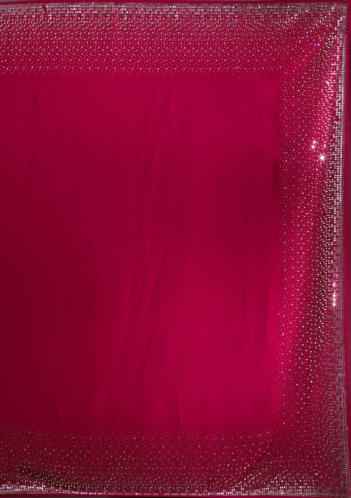 Rani Pink Stonework Chiffon Saree