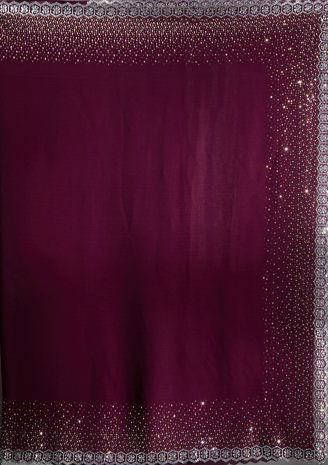 Wine Stonework Chiffon Saree