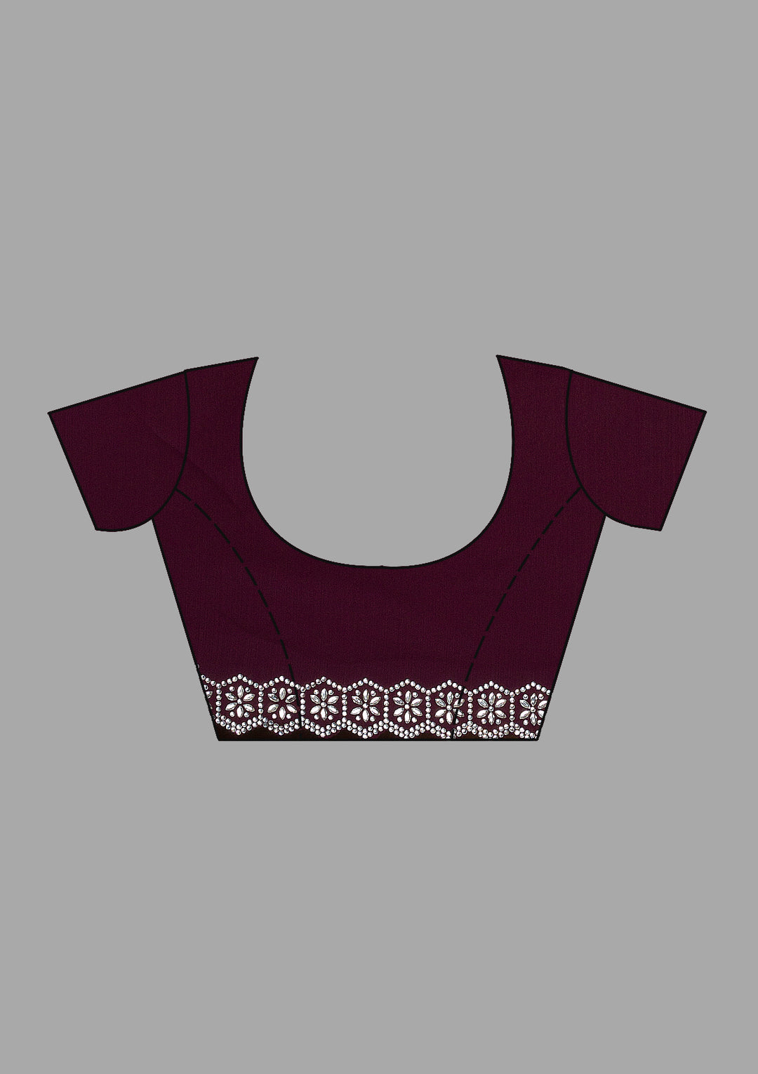 Wine Stonework Chiffon Saree