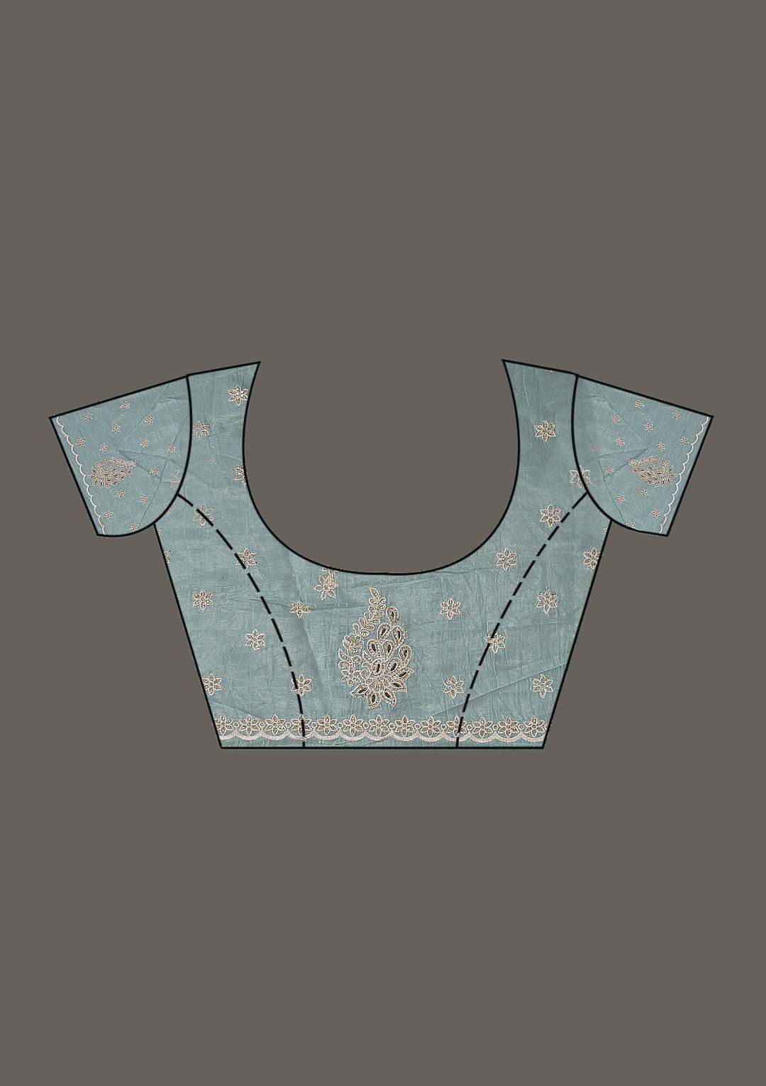 Sea Green Cutwork Tissue Saree