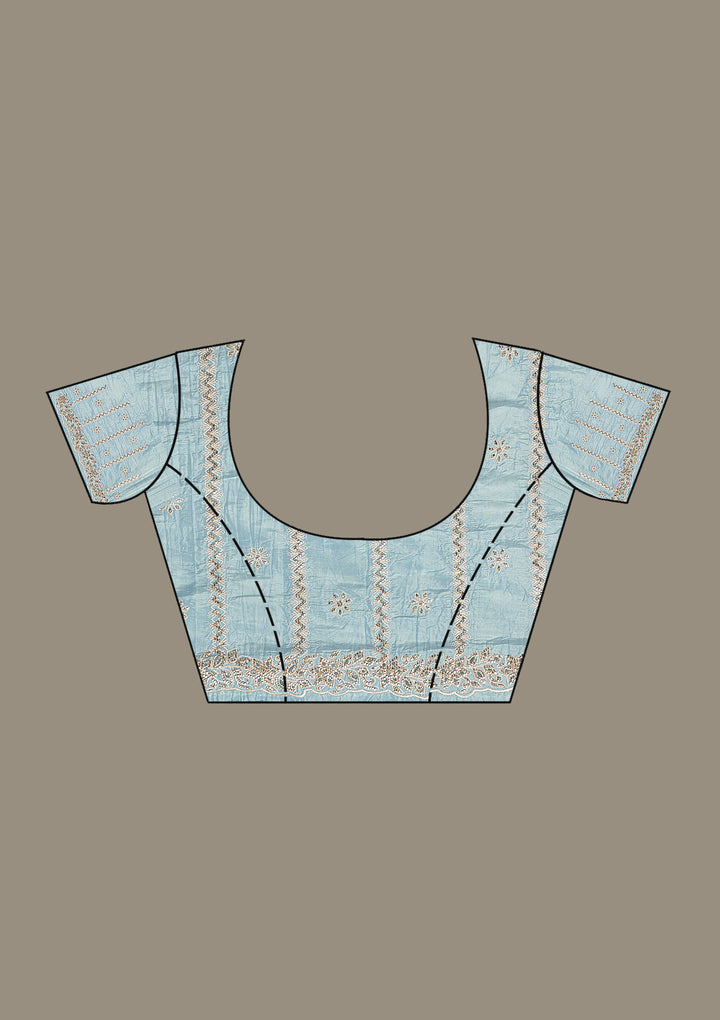 Blue Cutwork Tissue Saree