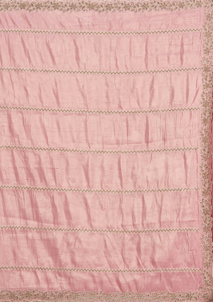 Pink Cutwork Tissue Saree