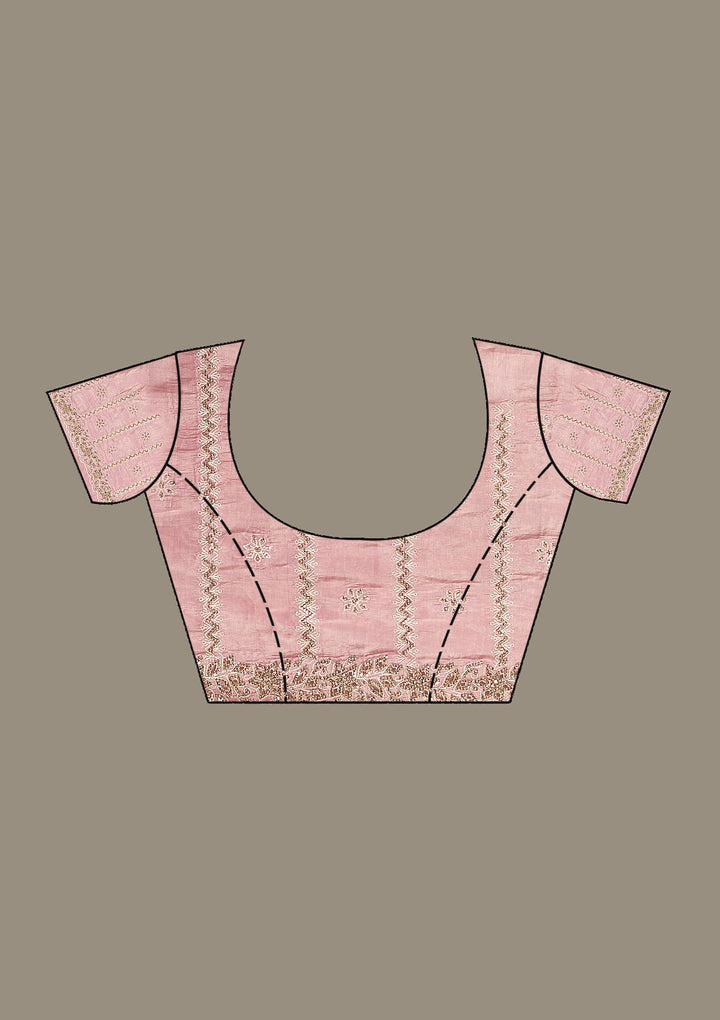 Pink Cutwork Tissue Saree