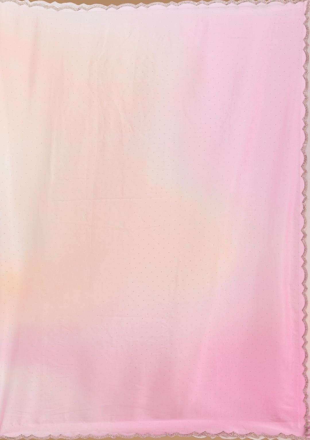 Baby Pink Silver Stonework Satin Saree