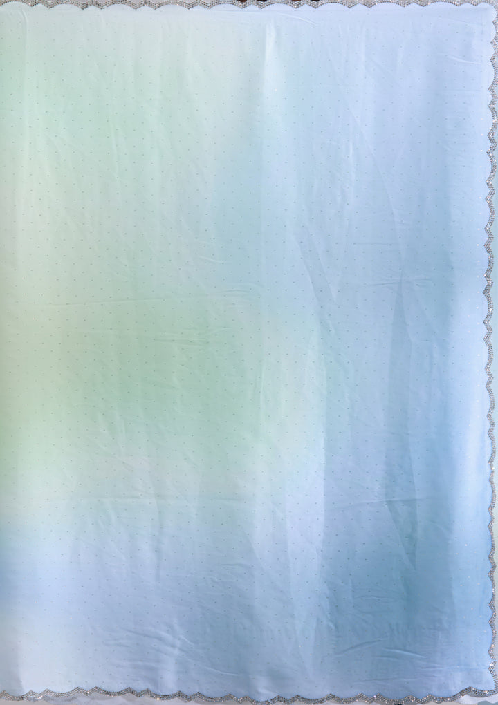 Sky Blue Silver Stonework Satin Saree