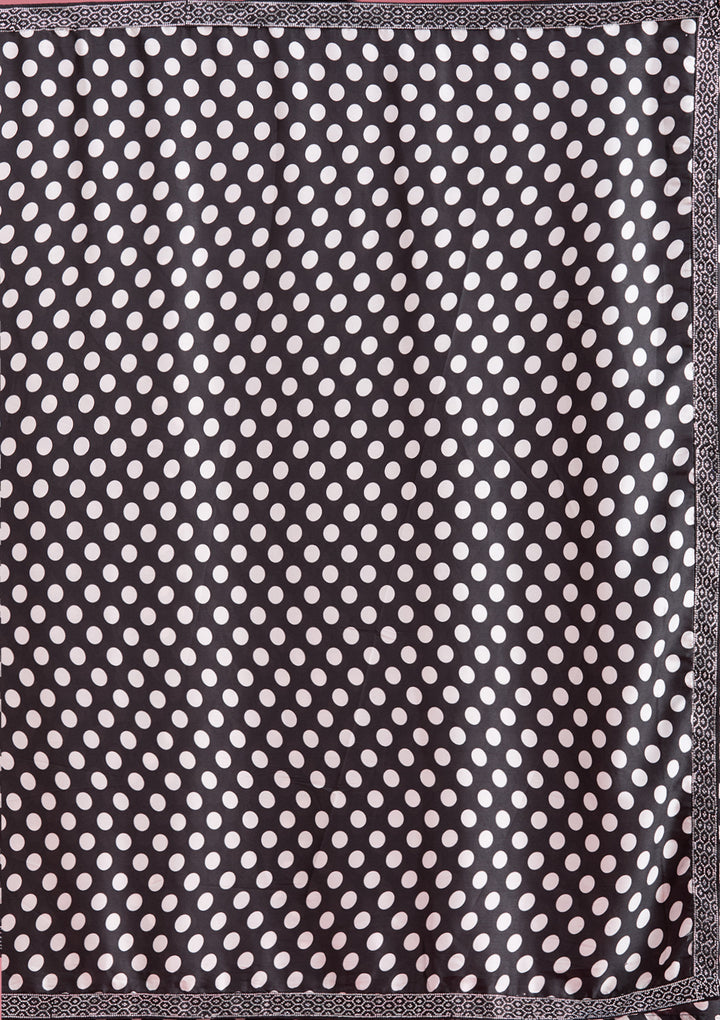 Black Silver Stonework Satin Saree