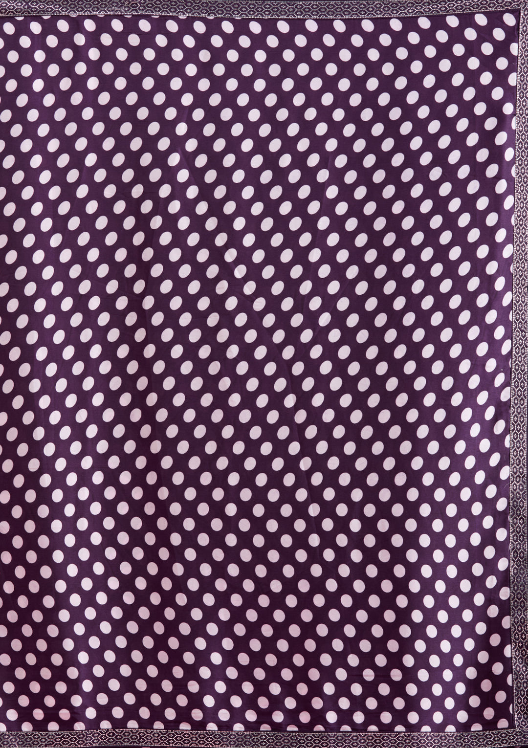 Purple Silver Stonework Satin Saree