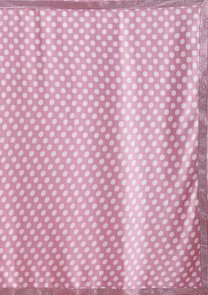 Mauve Silver Stonework Satin Saree